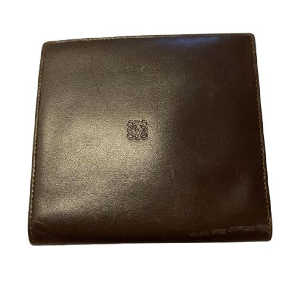Authentic Vintage Loewe Brown Leather Double Sided Bifold Wallet
